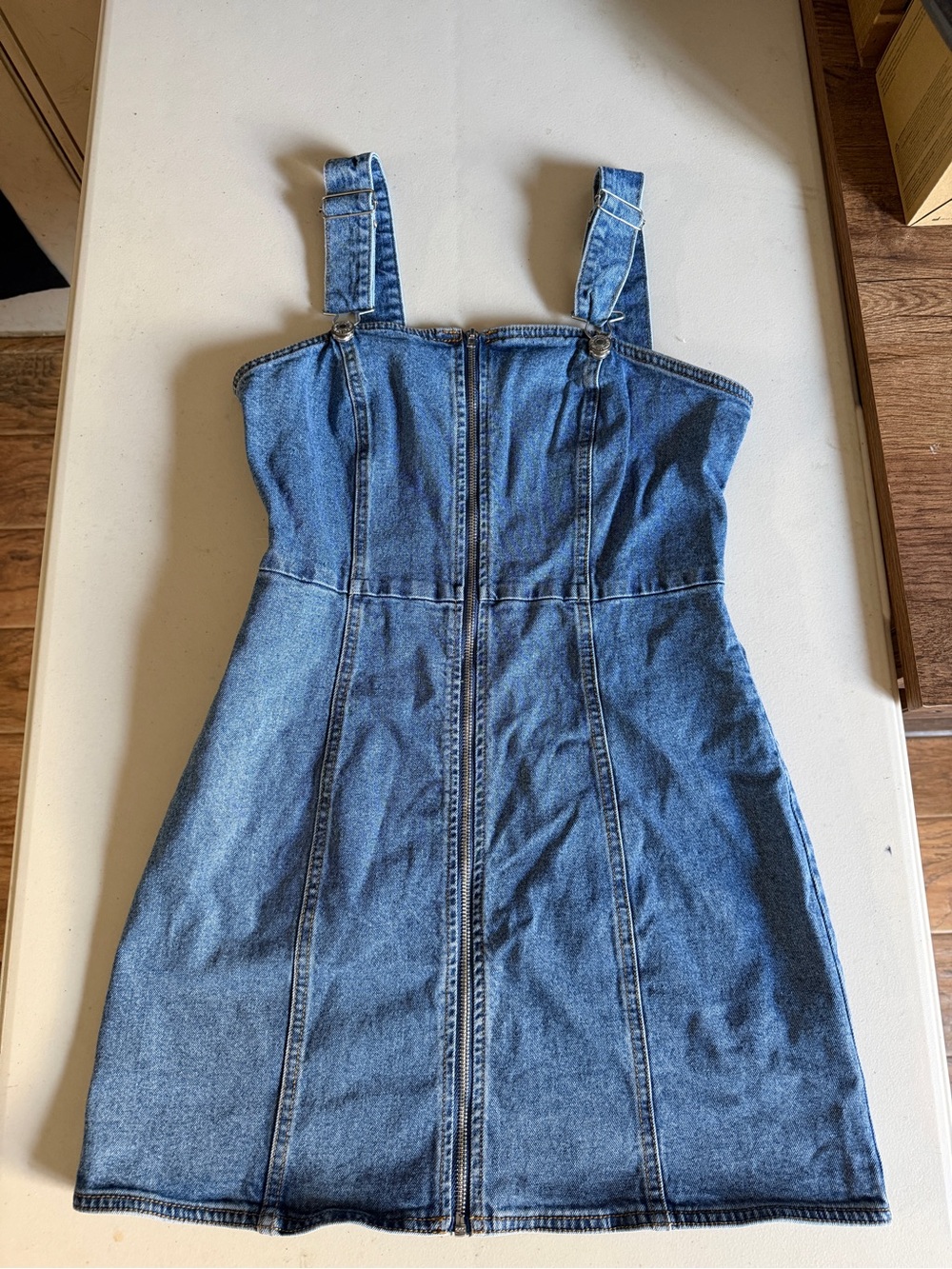 Y2K Forever 21 Denim Zip-Front Mini Dress in Blue